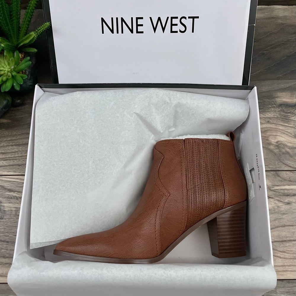 NIB Nine West Cowboy Natural Ankle Western Bootie - Picture 12 of 12